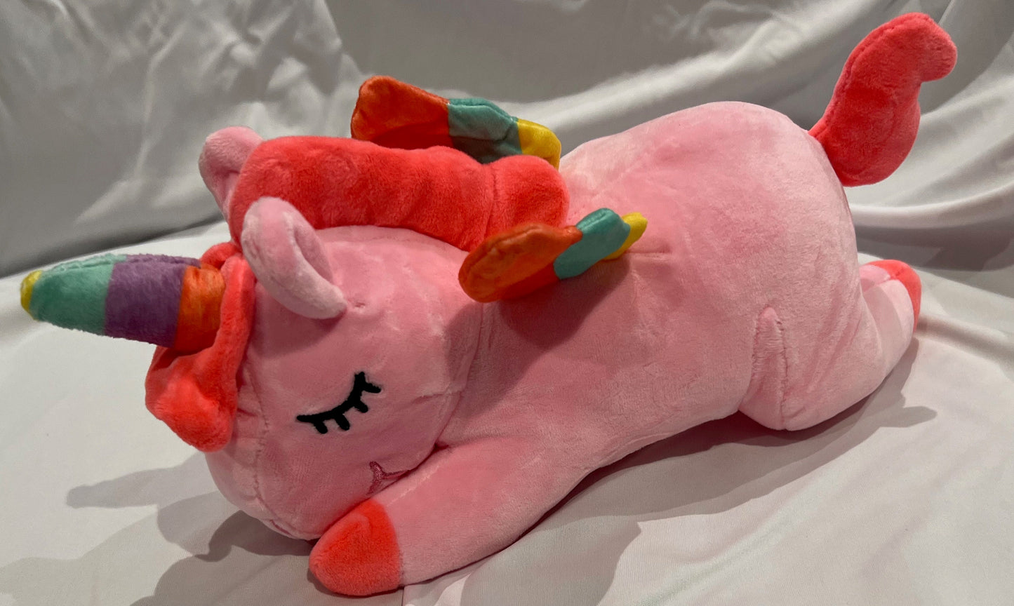Pink Personalized Glitter Heart Rainbow Unicorn Plush with Bonus Gift