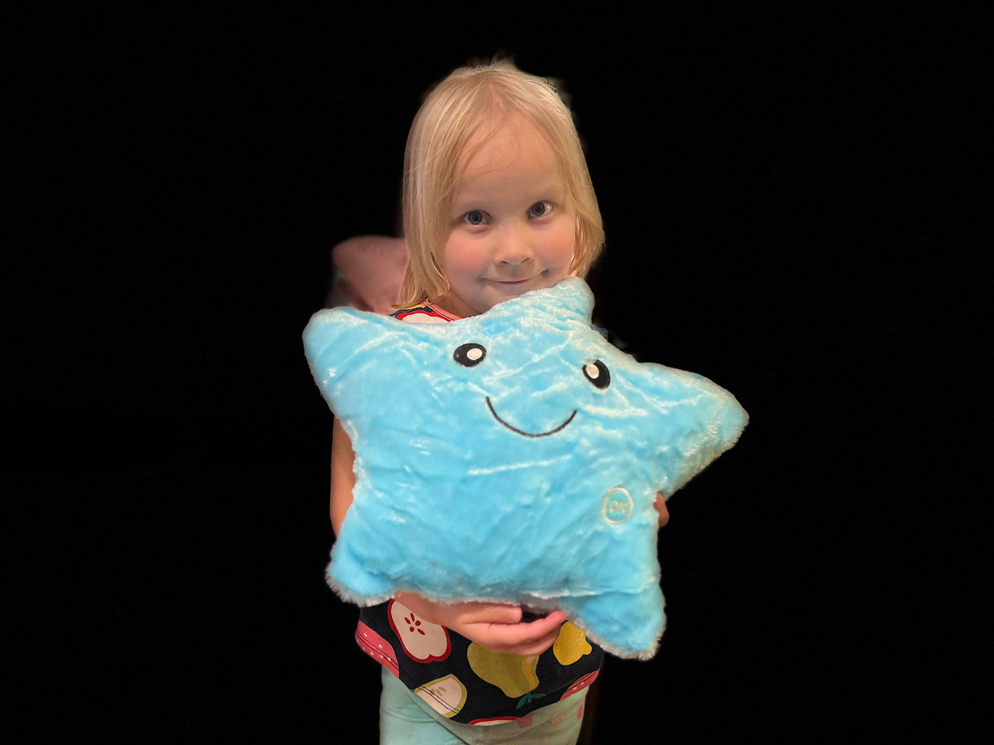 Personalized Blue Star Pillow with Light-Up Feature - Custom Monogram Design