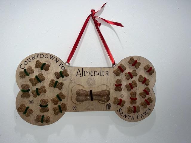 Personalized Dog Santa Treat Countdown to Santa Paws | Dog Advent Calendar | Custom Santa Paws Puppy Treat Holder