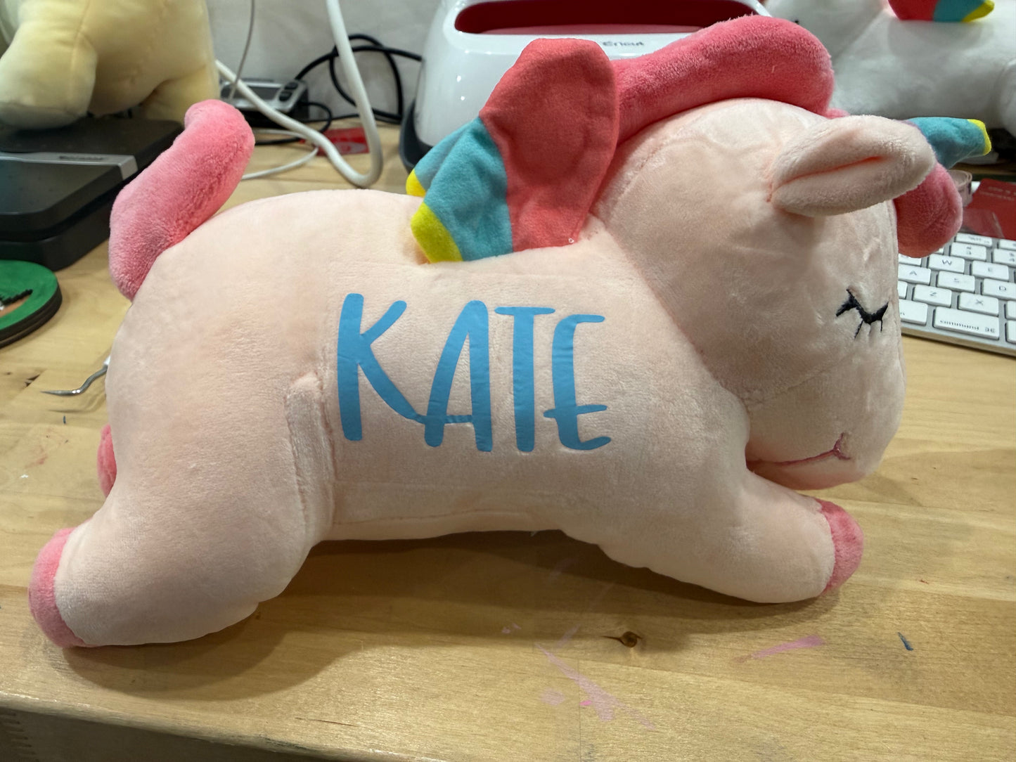 Handmade Personalized Pink Plush Rainbow Unicorn - Customizable Gift by Rainbow Daddy