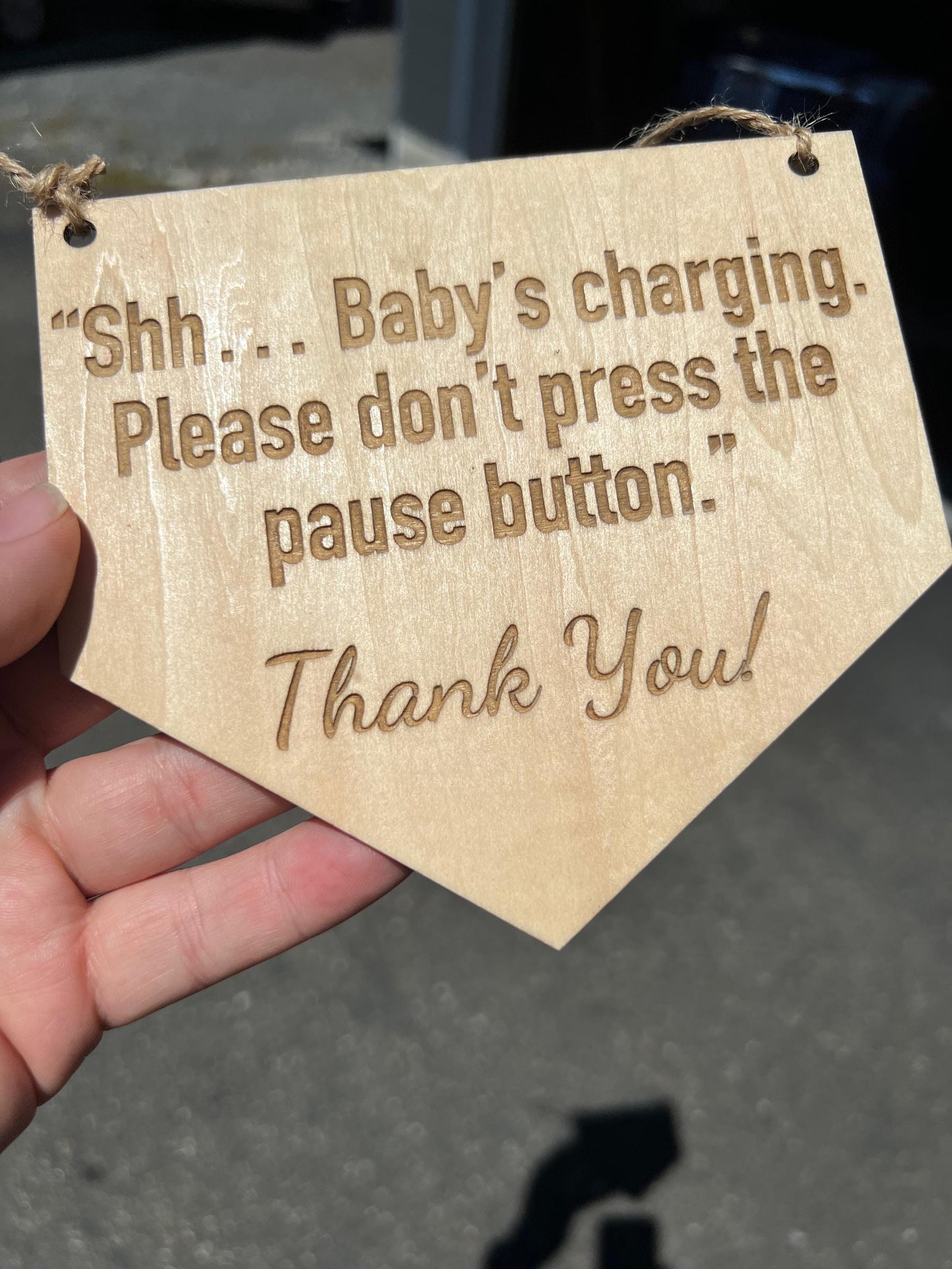 Shhh Baby Charging Wooden Arrow Sign | Rustic Nursery Decor | Shhh Baby Sleeping | Front Door Sign | Door Hanger | Don't ring doorbell sign
