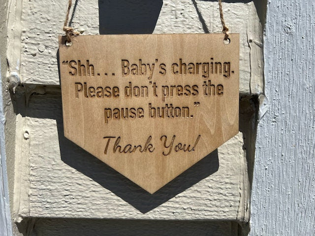 Shhh Baby Charging Wooden Arrow Sign | Rustic Nursery Decor | Shhh Baby Sleeping | Front Door Sign | Door Hanger | Don't ring doorbell sign