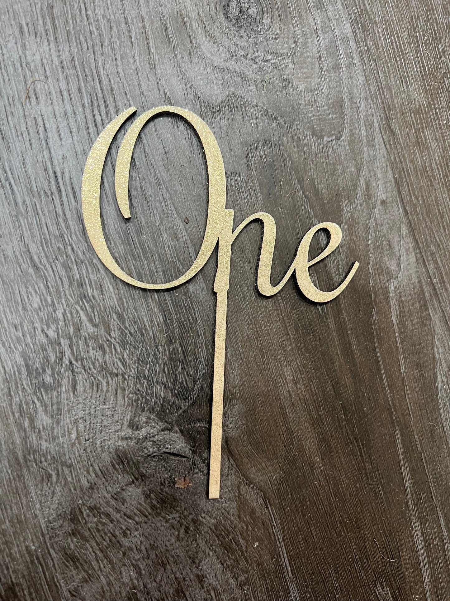 Charming Wooden ‘One’ Cake Topper for First Birthdays | Toddler Birthday Cake Topper / Script Gold Silver / Smash Cake Topper