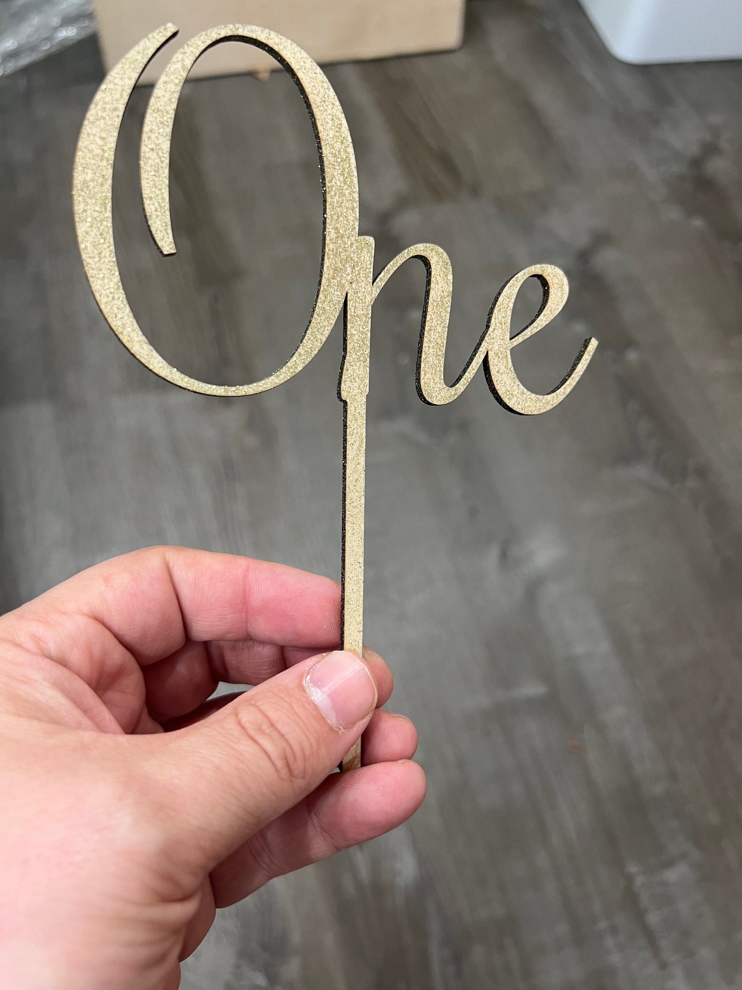 Charming Wooden ‘One’ Cake Topper for First Birthdays | Toddler Birthday Cake Topper / Script Gold Silver / Smash Cake Topper