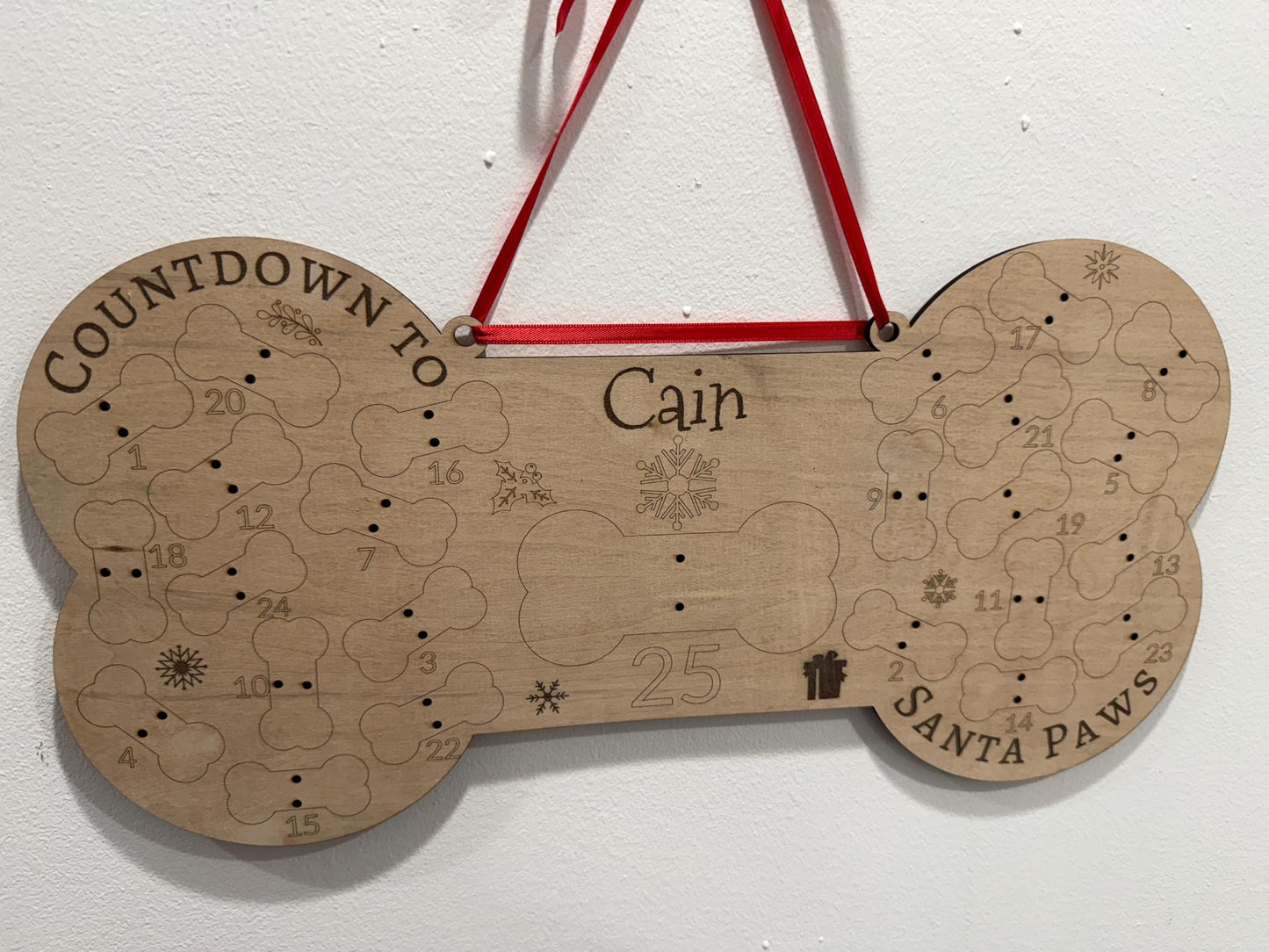 Personalized Dog Santa Treat Countdown to Santa Paws | Dog Advent Calendar | Custom Santa Paws Puppy Treat Holder