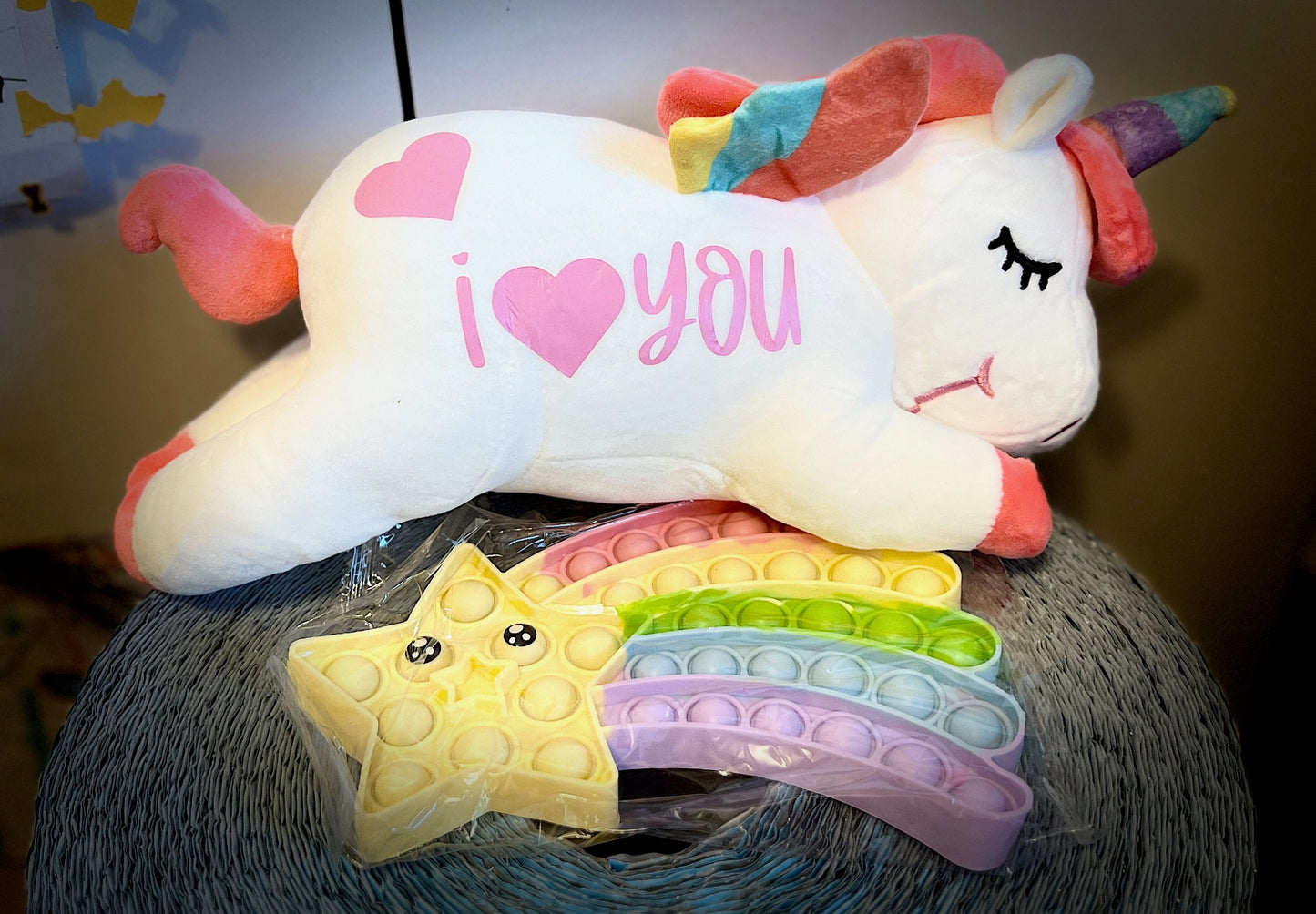 Lovely Hearts Personalized Rainbow Unicorn