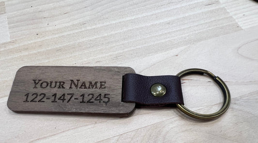 Custom Engraved Wooden Luggage Tag Keychain - Personalized Travel Accessory