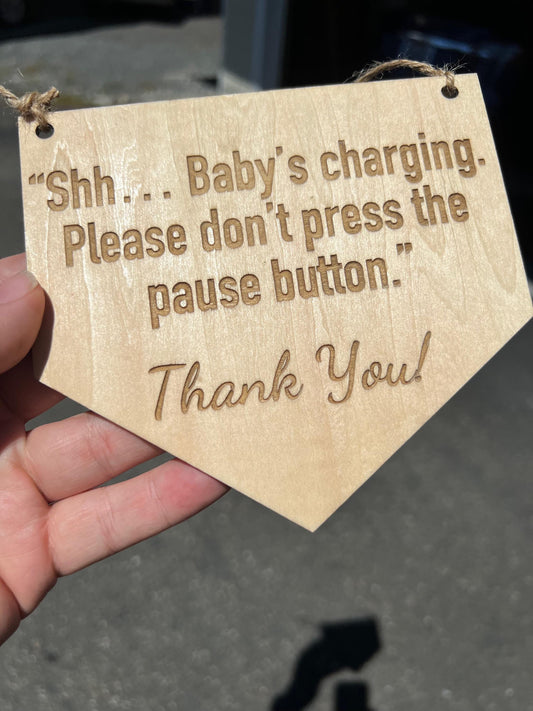 Shhh Baby Charging Wooden Arrow Sign | Rustic Nursery Decor | Shhh Baby Sleeping | Front Door Sign | Door Hanger | Don't ring doorbell sign