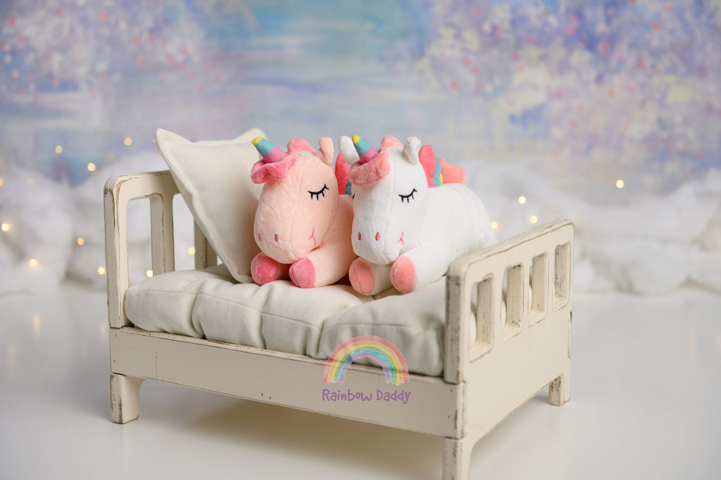 Personalized Plush Toy Rainbow Unicorn - Handmade Soft and Cuddly Gift for Kids White Version