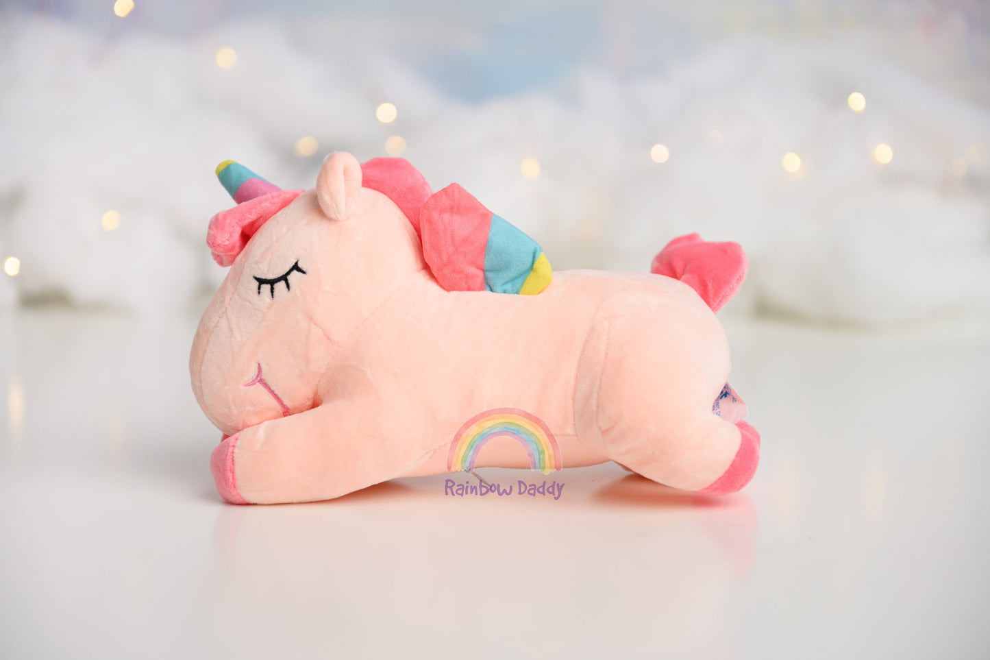Handmade Personalized Pink Plush Rainbow Unicorn - Customizable Gift by Rainbow Daddy