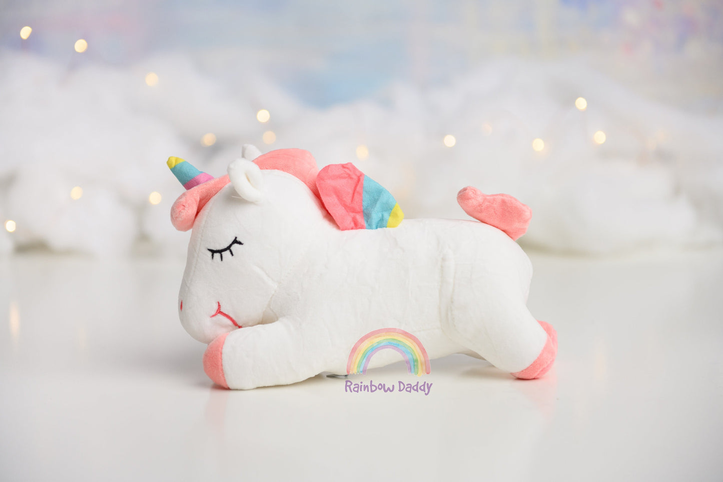 Personalized Plush Toy Rainbow Unicorn - Handmade Soft and Cuddly Gift for Kids White Version