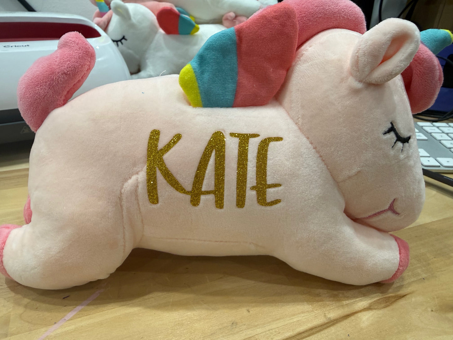 Handmade Personalized Pink Plush Rainbow Unicorn - Customizable Gift by Rainbow Daddy