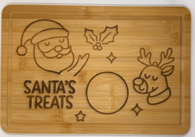 Personalized Santa Snack Tray – Engraved Bamboo Christmas Eve Board for Cookies & Milk