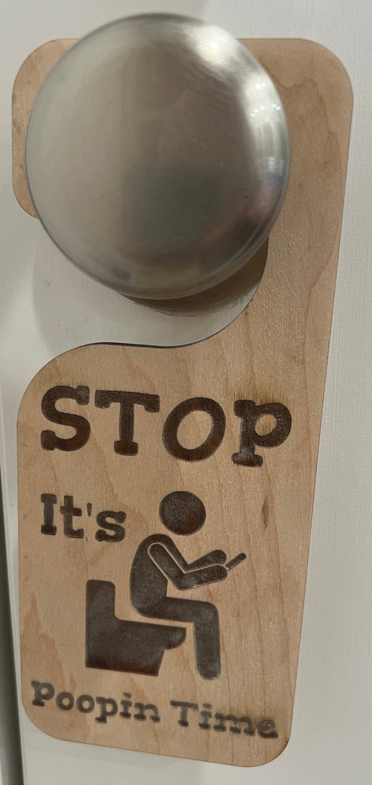Funny ‘Poopin Time’ Wooden Door Hanger - Unique Gag Gift for Friends & Family