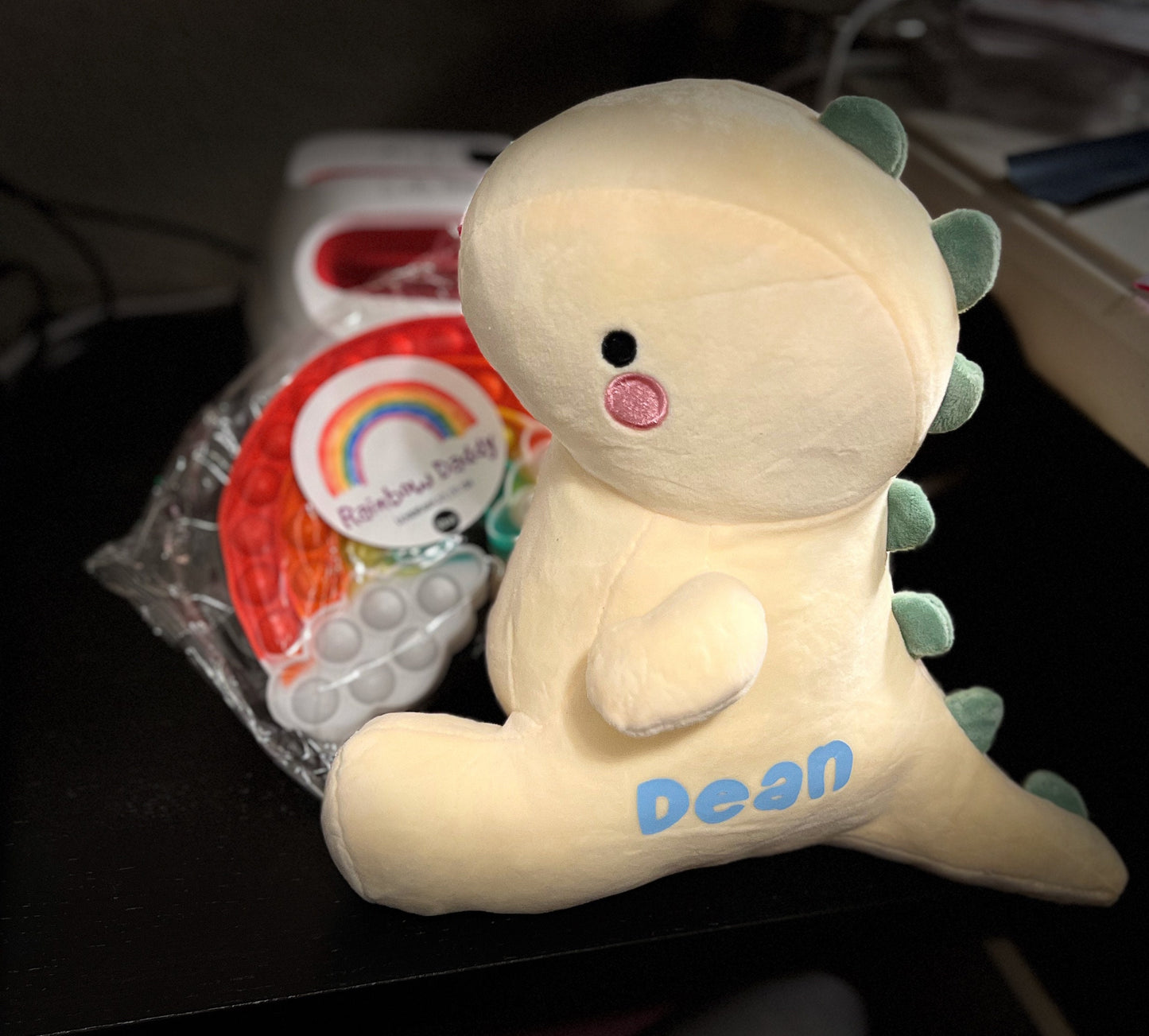 Yellow Personalized Dinosaur Plush with Bonus Gift, Dinosaur Stuffed Soft Animal, Cute Plushies Doll, Kawaii Dinosaur Toys, Plushies Doll