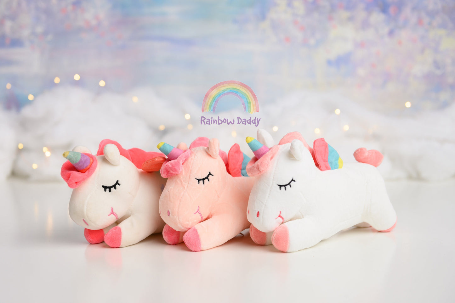 Personalized Plush Toy Rainbow Unicorn - Handmade Soft and Cuddly Gift for Kids White Version
