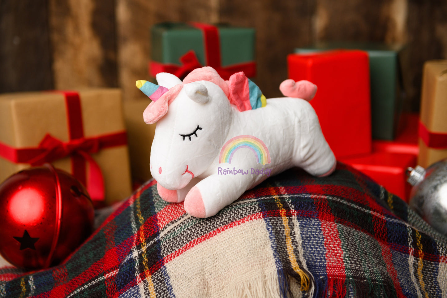 Personalized Plush Toy Rainbow Unicorn - Handmade Soft and Cuddly Gift for Kids White Version