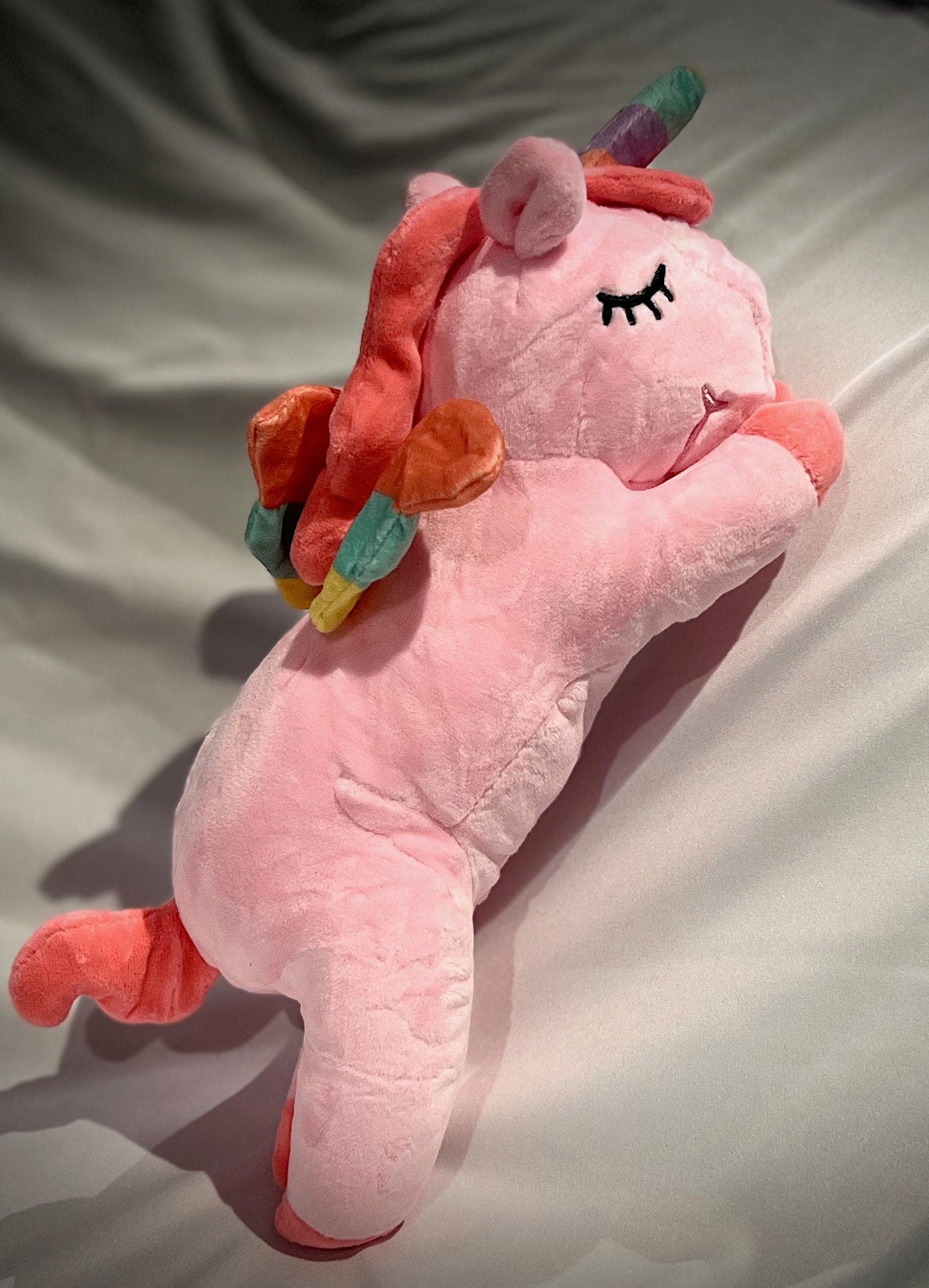 Pink Personalized Unicorn Plush with Hearts and special occasion gift | Valentine gift