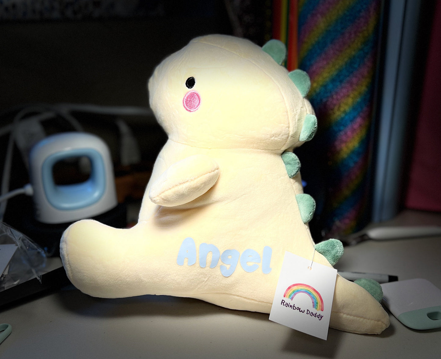 Yellow Personalized Dinosaur Plush with Bonus Gift, Dinosaur Stuffed Soft Animal, Cute Plushies Doll, Kawaii Dinosaur Toys, Plushies Doll