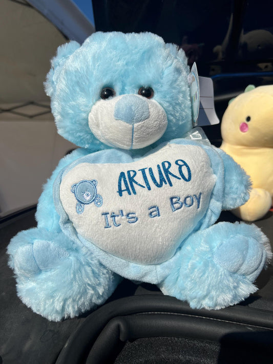 Customizable Blue or Pink ‘It’s a Boy or Girl ’ Teddy Bear with Personalized Name – Unique Baby Gift!