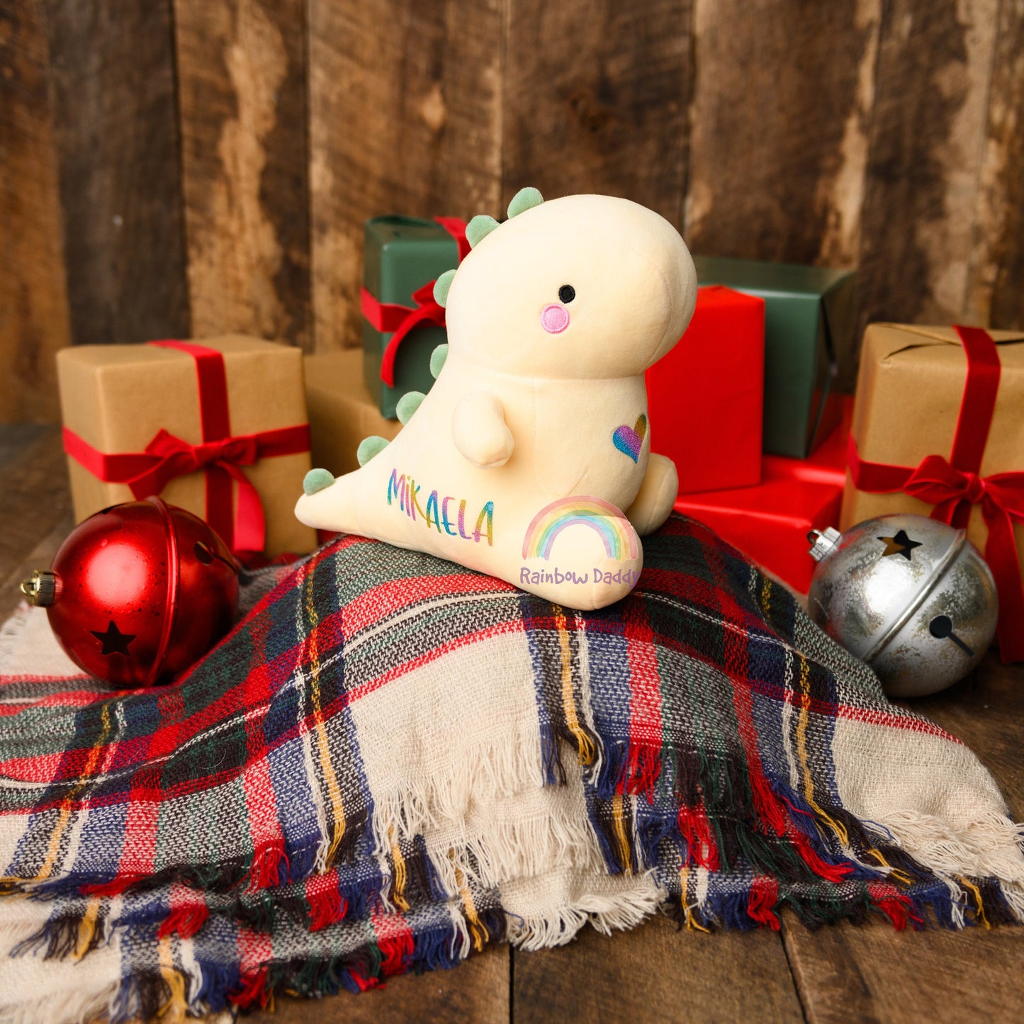 Yellow Personalized Dinosaur Plush with Bonus Gift, Dinosaur Stuffed Soft Animal, Cute Plushies Doll, Kawaii Dinosaur Toys, Plushies Doll