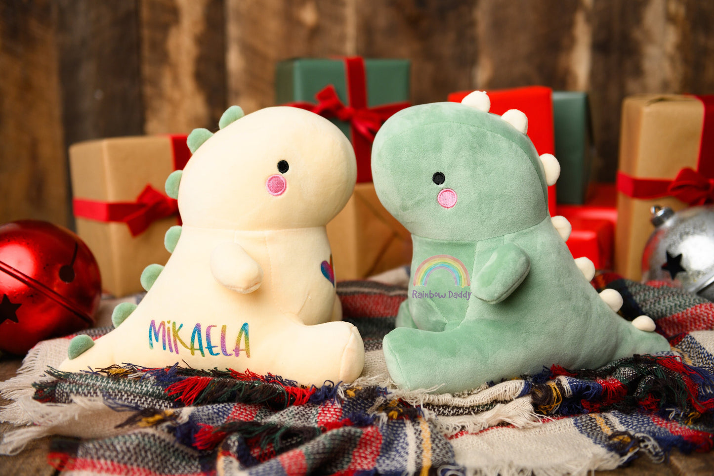 Yellow Personalized Dinosaur Plush with Bonus Gift, Dinosaur Stuffed Soft Animal, Cute Plushies Doll, Kawaii Dinosaur Toys, Plushies Doll