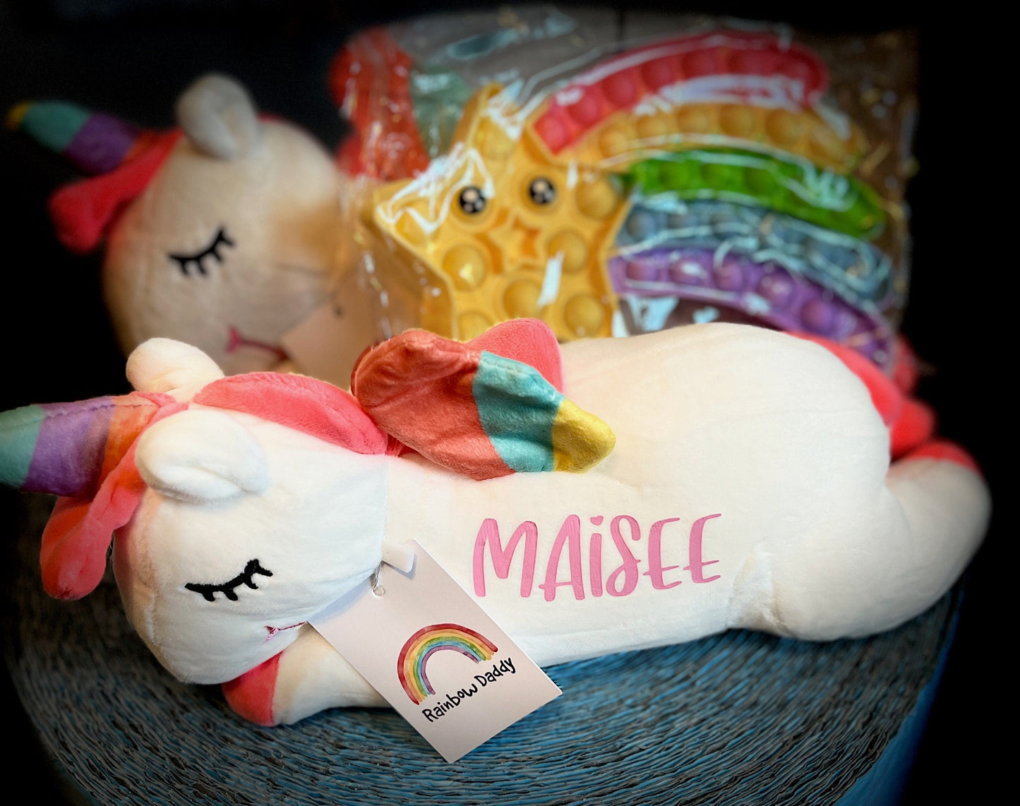 Lovely Hearts Personalized Rainbow Unicorn